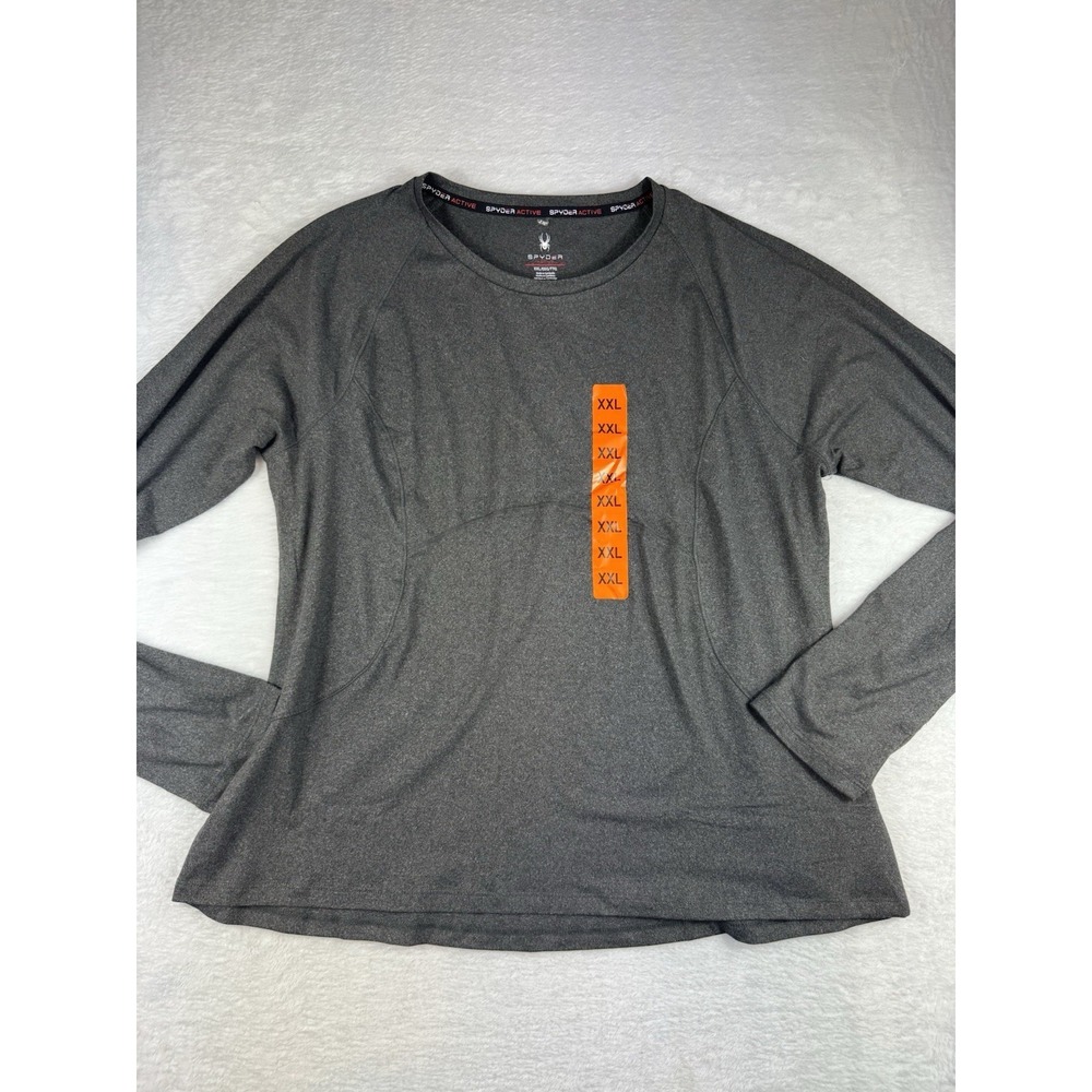 Spyder Active Womens XXL Gray Long Sleeve Performance Top Thumbholes Base Layer